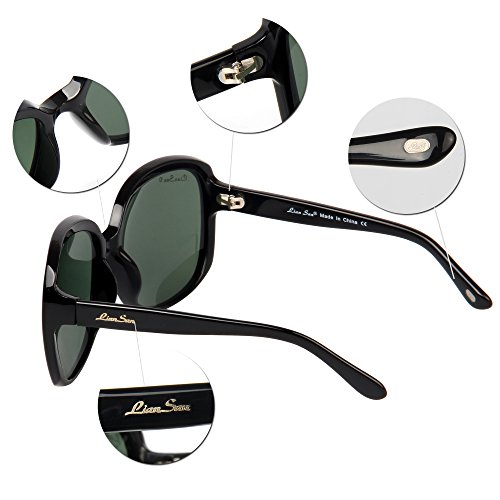 LianSan Acetate Oversized Women's Sunglasses Uv400 Protection Polarized Sunglasses Simple Sunglasses Lsp301H (POLARIZED BLACK) - Thumbnail 4