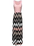 Nacy Women Chevron Striped Print Summer Sleeveless Tank Long Maxi Party Dress