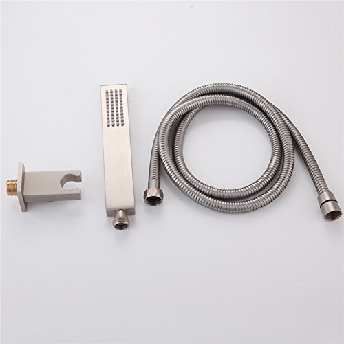 Ownace Square Solid Brass Brushed Nickel Hand Held Shower Head With Wall Connector and 1.5M Hose