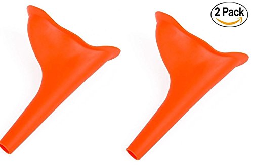 PRINTEMPS 2 Pack Orange Female Portable Urination Device,Pee Piss Standing up, Reusable Urinal Funnel for Women for Travel, Outdoor Activities, Camping, Hiking, Festivals