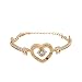 Wowpower Women Crystal Bracelet Bridal Love Bangle Fashion Adjustable Hand Chain Wedding Valentine's Day Jewelry (Love Heart-Gold)