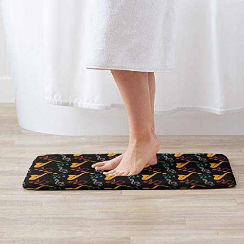 WOWINNER Music Notes Saxophone Black Non Slip Floor Mat Super Soft Floor Mat Machine Washable Bath Rug Super Absorbent Thick and Durable Bath Rugs 19.7 X 31.5 Inches - Thumbnail 3