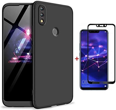 Ttimao Compatible with Huawei Honor 8X Case PC Hard Case [Tempered Glass Screen Protector] Anti Scratch Shockproof Ultra-thin 360 ° Protective Cover Triple-in-one Protective Cover (Black)
