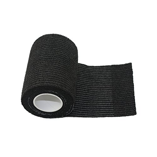 COMOmed Self Adherent Cohesive Bandage Latex FDA Approved 3"x5 Yards First Aid Ace Bandages Stretch Sport Athletic Wrap Vet Tape for Wrist Ankle Sprain and Swelling,Black(6 rolls)