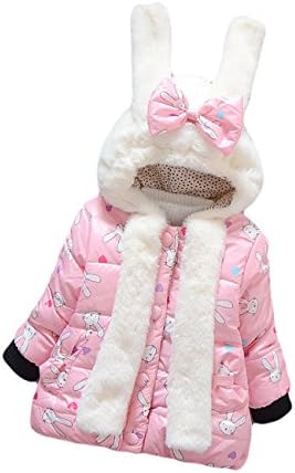 Ariamark baby girl Coat Printed Fleece Lined Rabbit Ears Hoodie Jacket 0-3Years