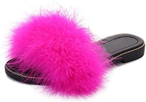 COVOYYAR Women's Fuzzy Fur Slide Slippers Flat Sandals