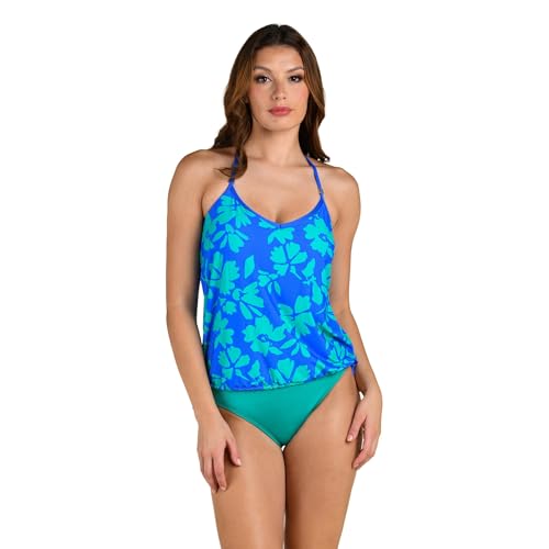 24th & Ocean Women's Side Tie Tankini Swimsuit Top, Periwinkle, 12