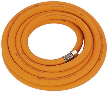 Sealey Ahhc538 Air Hose 5Mtr X 10Mm Hybrid High Visibility 1/4In Bsp Unions, White, 5mtr x Ø10 mm