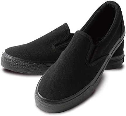 Kaenarie Men’s, Women’s, Slip On Deck Shoes, Solid, Black or White with Stripe, Canvas, Casual, Sneakers, Unisex