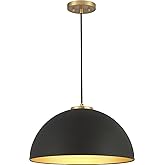 Meridian M7024MBKNB Pendant, 1-Light 60 Watts, Matte Black with Natural Brass