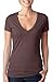 NEXT LEVEL APPAREL Women's CVC Deep V-Neck T-Shirt, Espresso, X-Large