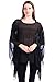 Modern Kiwi Solid Sheer Chiffon Caftan Poncho Tunic Top Black One Size
