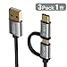 Usb Type C 2 In 1 Cable, COOODI 3 Pack 1Ft/0.3 M Micro USB & Reversible Type C Charging Cord for New MacBook, Google Pixel XL, Samsung, Nexus, LG Micro and Type C Smartphone
