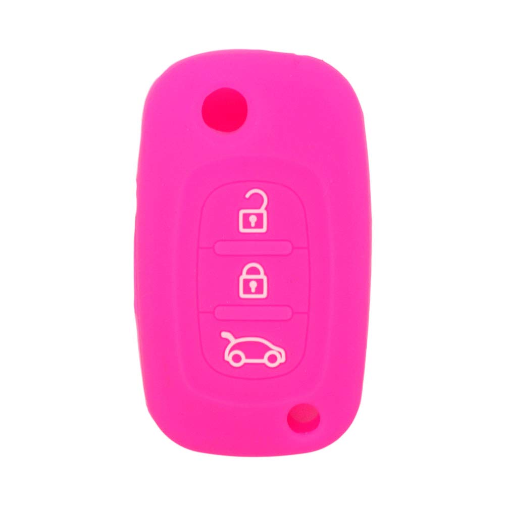 BROVACS Silicone Cover Protector Case Holder Skin Jacket Compatible with MERCEDES BENZ SMART RENAULT 3 Button Flip Remote Key Fob CV4954 Rose