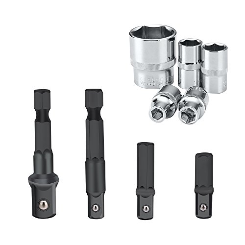 Drill Socket Adapter for Impact Driver with Hex Shank to Square Socket Drill Bits Bar Extension set 8 Pieces by LnBirch - Thumbnail 2