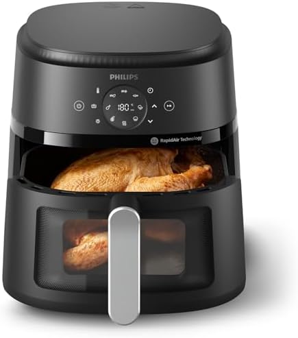 Philips 2000 Series Air Fryer with Window, 13 Ways to Cook, 6.6 QT, Black | RapidAir technology for even crisping, touchscreen control, dishwasher-safe basket, up to 90% less fat than frying (NA231/00)