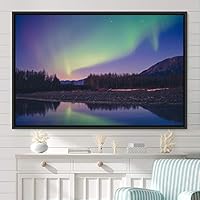 Framed Canvas Wall Art Dayspring Astronomy & Space Contemporary Cosmic Dramatic Green Group Photography Realism - 16x24 inches