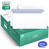 Ohuhu #10 Envelopes SELF Seal Business Envelope Windowless Design, Security Tint Pattern for Secure Mailing, Invoices, Statements & Legal Document, 4-1/8 x 9-1/2, 500 Pack, A Letter Opener Included