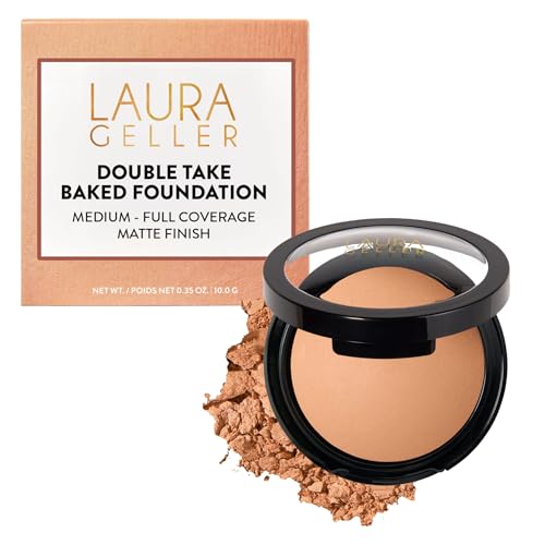 LAURA GELLER NEW YORK Baked Double Take Puder Makeup, Medium, Langanhaltende Make Up Puder Foundation, Volle Deckkraft, Atmungsaktives, Klassisches Ma