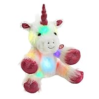 WEWILL Glow Unicorn LED Stuffed Animal Soft White Plush Toy Nightlight Companion Gift for Kids on Christmas Birthday Any Festivals, 12