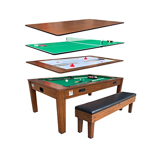 RACK Luxor 7.5-Foot 4-in-1 Multi-Game Swivel Billiard/Pool Table with ...