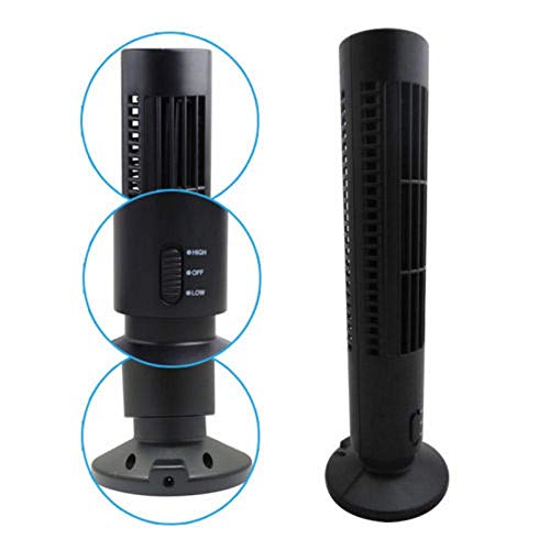 Pengxuehuang Portable Electric Oscillating Stand Up Tower Fan USB Mini Air Cooling Quiet Working Office Fans in Black