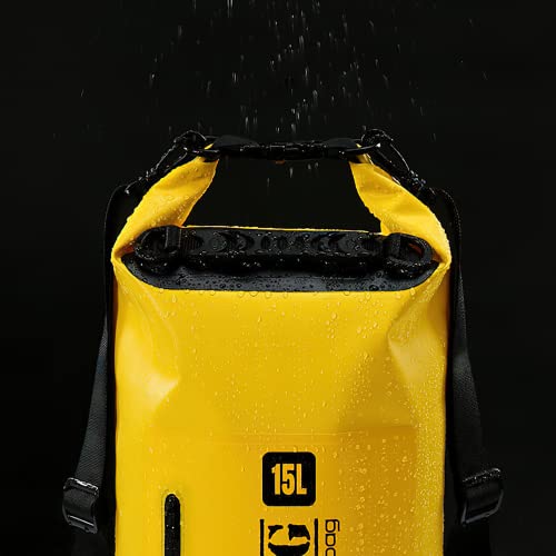 Dry Bag Rucksack Aufgerüstet,15L Wasserdichter Beutel,Wasserdichter Rucksack, Waterproof Packsack Wasserdicht,Wasserfeste Tasche für Reisen,Kanu,Outdoor Camping,Trekking,Wandern,Wassersportarten