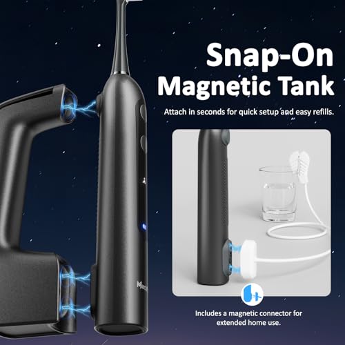 Marchpower Sonic Electric Toothbrush with Irrigator and 46° Vibration Oscillation, IPX7 Waterproof Portable Dental Irrigator with 2 Heads Accepted, Magnetic Water Tank 155 ml