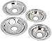 Stanco 5556 4 Pack Universal Electric Range Chrome Reflector Drip Bowl, primary