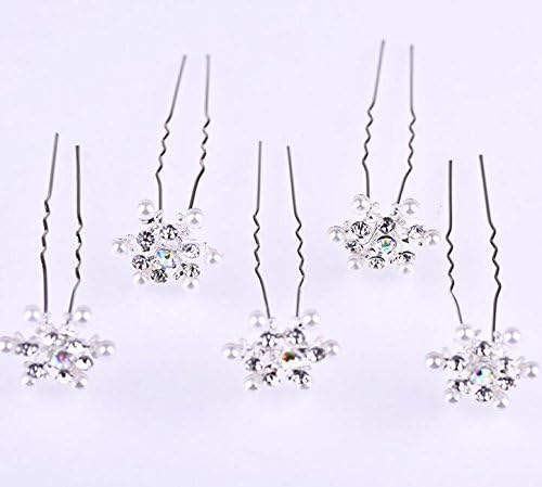 Snowflake Pearl Rhinestone Hair Clips Bride Headpiece Hair Pins(8 pcs)