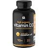Vitamin D3 5000iu (125mcg) with Coconut Oil ~ High Potency Vitamin D for Immune & Bone Support ~ Non-GMO Verified…