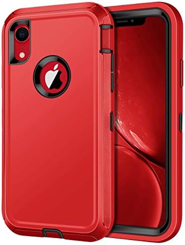 JAKPAK Case for iPhone XR Case Heavy Duty Shockproof Protective iPhone XR Case Scratch-Resistant Protective Shell with Hard PC Bumper+Soft TPU Back Cover for Apple iPhone XR 6.1" Bright Red