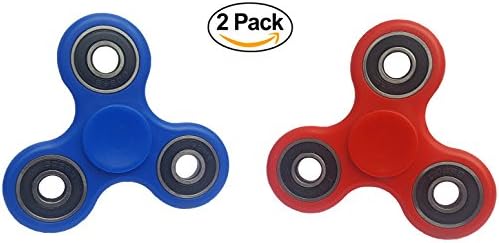 SD Emporium - MULTIPACK Spinning Fidget Toy, Pack of 2, Premium Spinner with Si3N4 Hybrid Ceramic Bearing || BONUS: Caps for Table Spinning! (2 Pack, Blue &amp; Red)