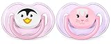 Philips AVENT Soother Animal 2 Piece, Pink/Purple, 0-6 Months