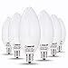 LOHAS LED Candelabra Bulb 60W Equivalent, Daylight White Light 5000K LED, 6W E12 Base Ceiling Fan Light Bulbs 60 Watt, Candle Shape Chandelier Kitchen Light, Not Dimmable, 550 Lumens(6 Pack)