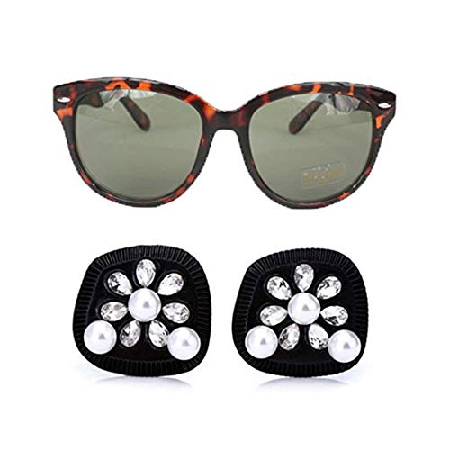 Iconic Audrey Inspired Black Pearl Earrings & Polarized Cat Eyed Sunglasses Set