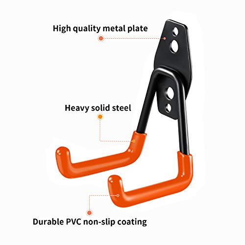HUPBIPY Heavy Duty Garage Hooks 4 Pack - 5.1" U Shaped Wall Mounted Tool Organizers