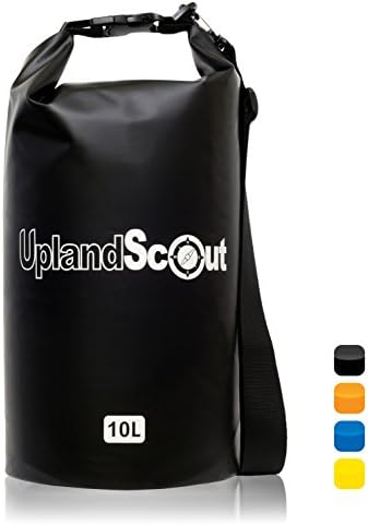 Dry Bag by Upland Scout, 100% Waterproof Dry Bag, Full Protection For Your Valuables While Camping, Hiking, Fishing, Kayaking, Beach, Swimming, &amp; Boating (Black, 10 Liters)