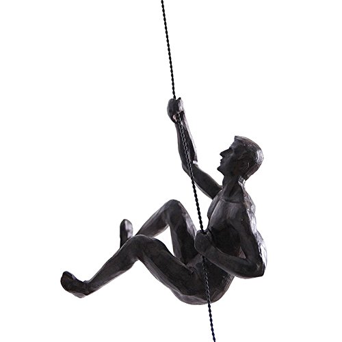 Olpchee 6Pcs Nordic Resin Climbing Man Wall Sculpture Creative Hand-Finished Wall Art Home Decor Sculptures Statues (Copper Black) - Thumbnail 3