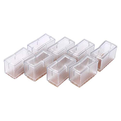GOTOTOP 8pcs Furniture Legs Cap Table Chair Legs Covers Rectangle Floor Protector Protector with Rubber Sole (0.94 x 1.77 x 1.22 inch) (Transparent)