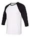 Bella Canvas 3/4-Sleeve Baseball Tee White/Black