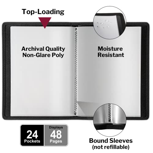 Dunwell Art Portfolio Binder Folder (Black) 11x17 Portfolio Folder for Artwork, 24 Plastic