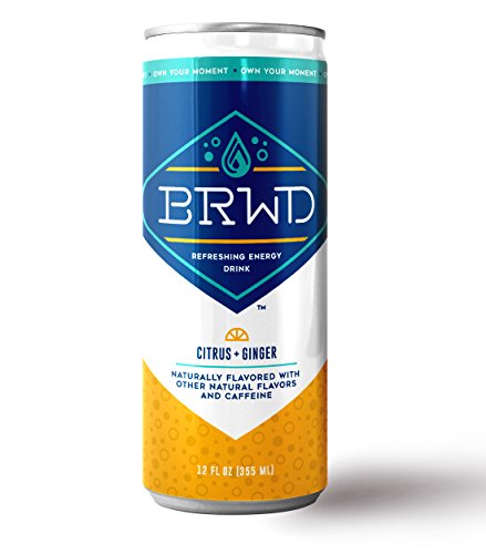 BRWD Citrus + Ginger Refreshing Energy Drink - Everyday Pick-Me-Up - Pre- & Post Workout Boost - Naturally-Sourced - Plant-Based - Vegan - Natural Caffeine & Low Carbonation - 12 fl. Oz. (24-Pack)
