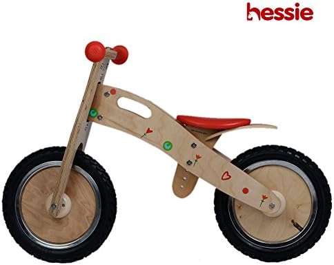 Hessie Wooden Balance Bike, Self Balancing Bicycle for Little Boys & Girls, Toddlers Kids with Adjustable Seat & Rubber Tires - Flora Red