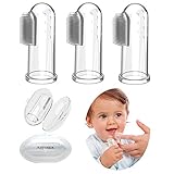 Mom Miya Baby Toothbrush With Case Set (3 PCS), Include 1 White Case,1 Blue Case,1 Pink Case,Finger Toothbrush For Babies,Good During Teething (Set(1 White case+1 Blue Case+1 Pink Case))