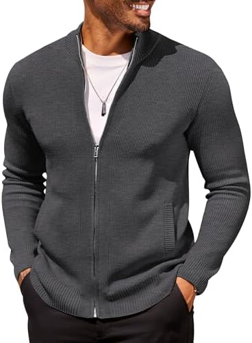 Ｍサイズ PICKLION Men Casual Cardigan Sweaters Laydown Collar Zipper