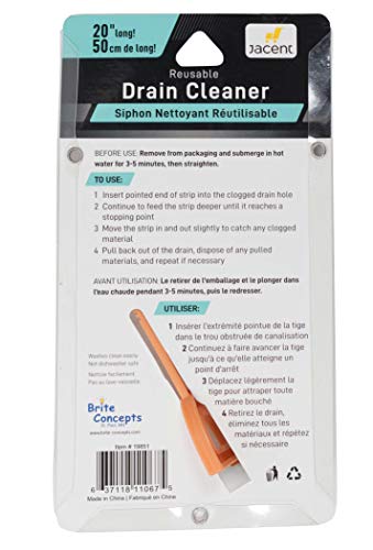 Jacent Reusable Flexible Drain Cleaner Snake, 20 Inches Long - 1 Pack