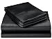 Elaine Karen Soft Silky Satin Queen Bed Sheet Set, Black