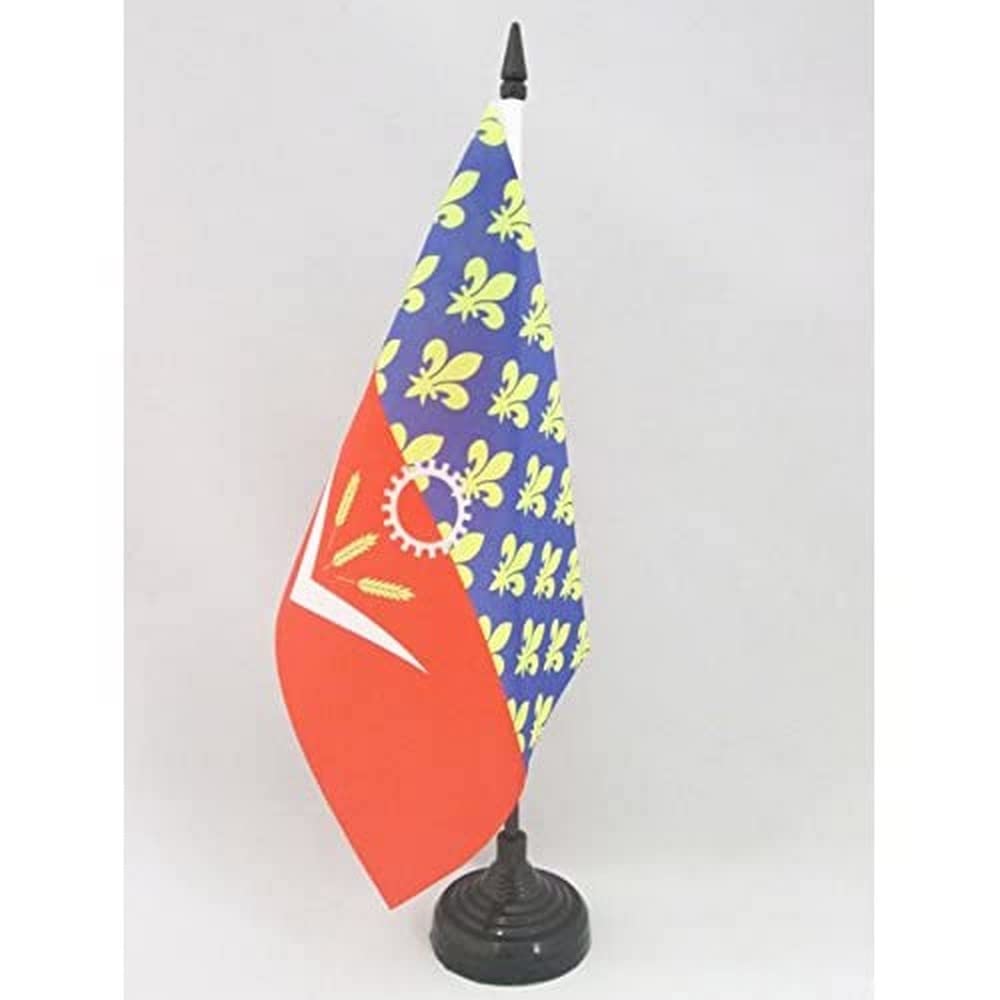 AZ FLAG French Department of Seine-Saint-Denis Table Flag 5'' x 8'' - Department of France Office Decoration 100% Polyester 21 x 14 cm - Mini Desk Flag with Pole and Black Plastic Base