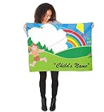 Blue Skies Plus Flying a Kite with Rainbow Fleece Baby Crib or Stroller Blanket Custom Personalized 40x30 Inches